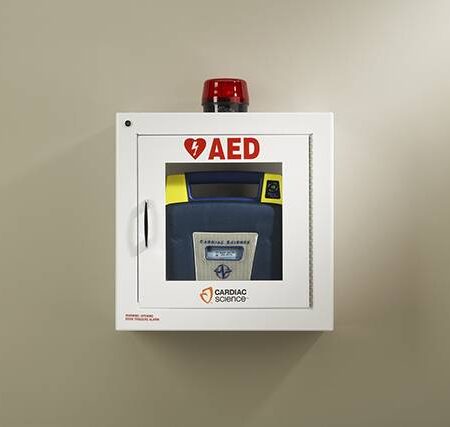 Surface Mount Wall Cabinet with alarm and strobe, security enabled (Fits all ZOLL / Powerheart AEDs)